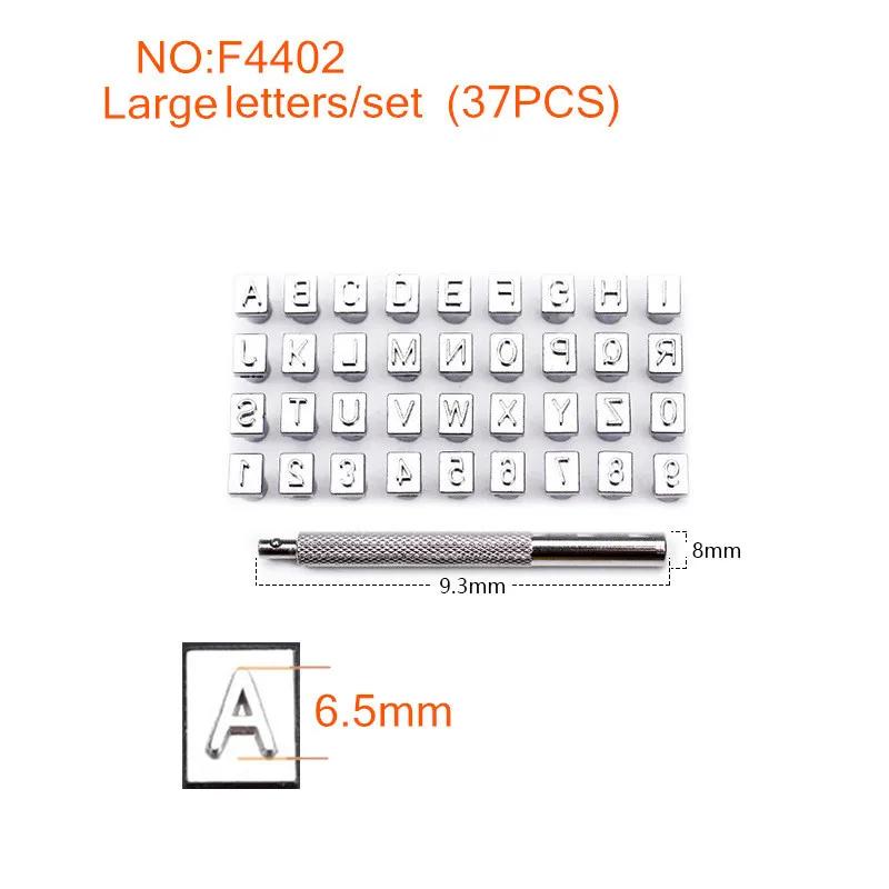 Ferramenta de estampagem para ferramentas de impressão artesanal em couro, ferramenta de estampagem DIY, 37 padrão letras e números metálicos, 3,5mm, 6,5mm - Image 1