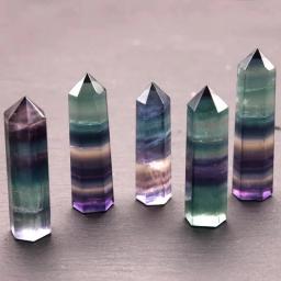 Criativo natural listrado fluorite pedra preciosa cristal arco-íris barra de pedra gem ornamentos decoração para casa artesanato colecionáveis presente varinha ponto - Image 1