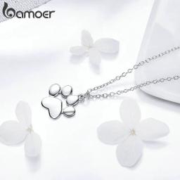 Bamoer Cat Paw Colar para Mulheres, Dog Footprint Pendant Chain, Bonito Animal Jóias, Presente de Prata Dourada, Venda Quente, SCN275 - Image 3