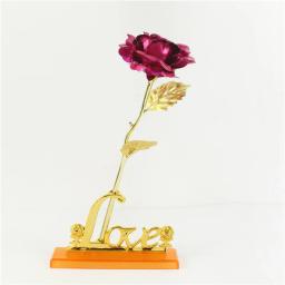 Galáxia rosa eterna 24k folha de flor de ouro plástico rosas artificiais dia dos namorados presente beleza flores douradas para a decoração do casamento - Image 6