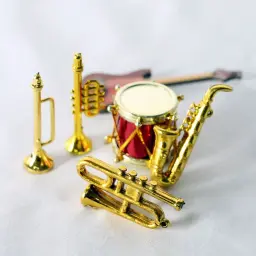 Instrumentos musicais de boneca escala 1/12, acessórios para casa de bonecas, piano em miniatura, violino, guitarra, tambor, microfone, trompete, modelo artesanal - Image 2