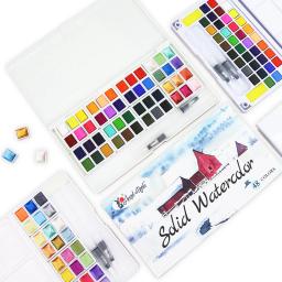 Angelmark-Tinta Profissional Aquarela Sólida, Conjunto de Pintura com Escova de Água, Caneta para Desenho, Artigos de Arte, 24 Cores, 36 Cores, 48 Cores - Image 5