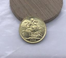 Cópicas Colecionáveis, Reino Unido, 1889 Grã-Bretanha, 1 Soverland Victoria, 2 ° Retrato de Cobre, Lembrança, Metal Latão Moeda de Ouro - Image 4