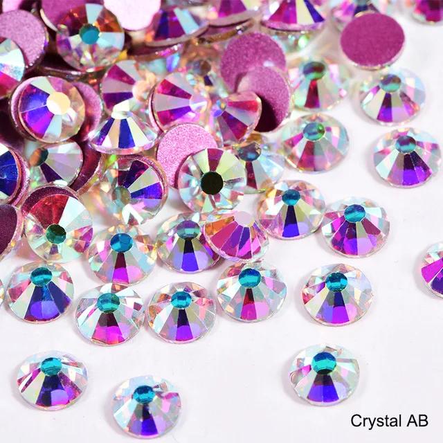 Strass de Cristal de Alta Qualidade com Glitter e Fundo em Ouro Rosa para Decoração F0078