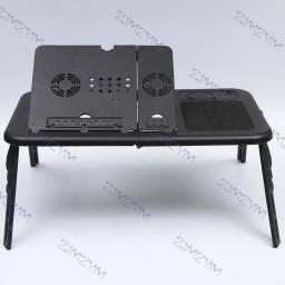 Portátil Dobrável Laptop Desk com Ventilador de Refrigeração, Cama Ajustável, Suporte De Mesa De Computador, Suporte Para Notebook com Mouse Pad - Image 3
