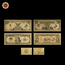 Conjunto de notas douradas raro america, 24k, edição 1899 e 1901, papel banhado a dinheiro, coleção de papel, presente de negócios - Image 2