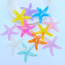 Adorável glitter colorido de resina para estrela do mar, decoração de casamento para casa, artesanato, scrapbooking, faça você mesmo, centro de laço de cabelo com 10 peças - Image 3