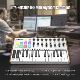 Controlador MIDI WORLDE ATUM 25-Chave MINI Ultra-PortableUSB 8 RGB Backlit Teclado Controlador MIDI Trigger Pads - Image 6