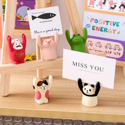 Bonito animal cartão de visita titular memorando nota stands resina photo clip para escritório casa decoração escolas suprimentos mesa - Image 1