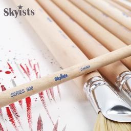 Skyists 2-20 # fã-em forma de escova de pintura pincel desenho branco cerdas de porco profissional óleo acrílico pintura conjunto de pincel - Image 4