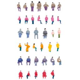 50 pces 1/87 trem ferroviário ho escala pessoas sentadas figuras pintadas masculinas e femininas - Image 4