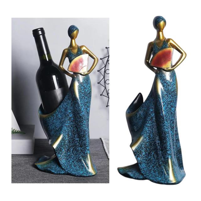 Elegante Porta-Garrafas de Vinho com Cremalheira e Estatueta Moderna: Esculturas e Ornamentos Decorativos para sua Mesa