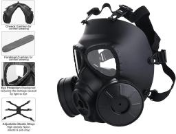 Tactical airsoft cs jogo paintball jogo ao ar livre rosto máscara de gás máscaras de gás de proteção respirador com filtro exaustão ventilador fluxo ar - Image 5