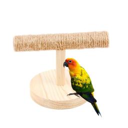 Papagaio de madeira mesa poleiro pássaro suporte treinamento exercício sisal garra pés moagem vara mordida pássaro mastigar brinquedos navio da gota - Image 2