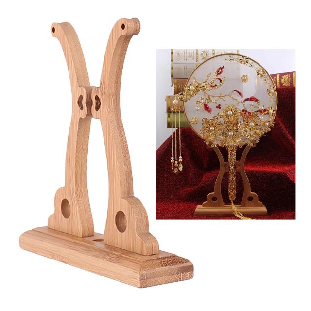 Suporte de Madeira para Ventilador Circular - Artesanato Chinês para Decoração de Quarto e Exposição