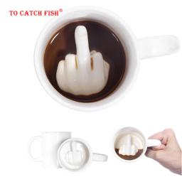 Caneca branca de dedo médio, caneca com design criativo estilo de novidade caneca de mistura de leite e café caneca engraçada de cerâmica capacidade de 300ml copo de água - Image 6