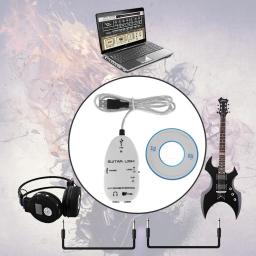 Guitarra elétrica para interface usb ligação cabo de áudio adaptador de gravação de música para pc guitarra para usb leitor de som placa de som effector - Image 2