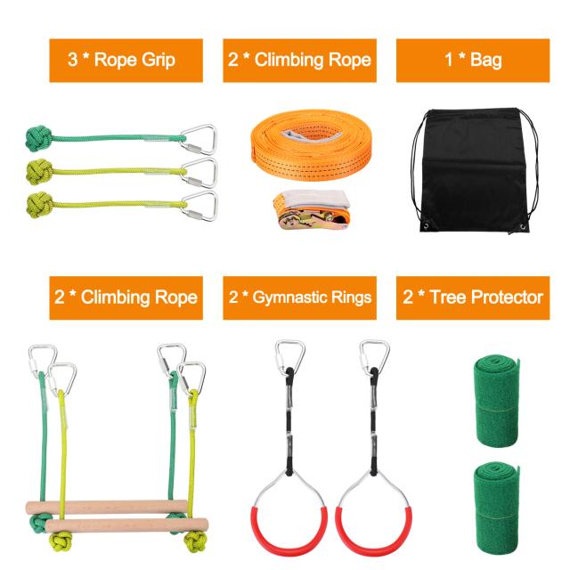 Corda Ninja de Obstáculos para Crianças - Equipamento Divertido de Treino Infantil para Exercícios ao Ar Livre