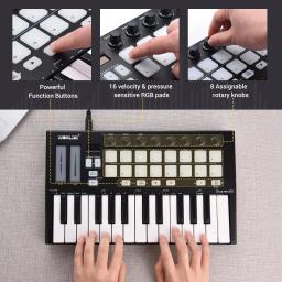 Worlde panda mini 25-key usb midi controlador de teclado usb controlador midi teclado piano & 8 rgb retroiluminado gatilho almofadas música presente - Image 4