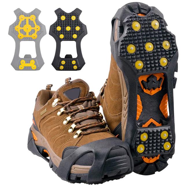 Crampons de Gelo com 11 Dentes para Homens, Mulheres e Crianças - Acessório Anti-deslizante para Escalada no Inverno