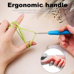 Fios de malha para gancho Crochet, Punho ergonômico, Agulhas sem corte de olhos grandes, Ganchos de tricô - Image 2
