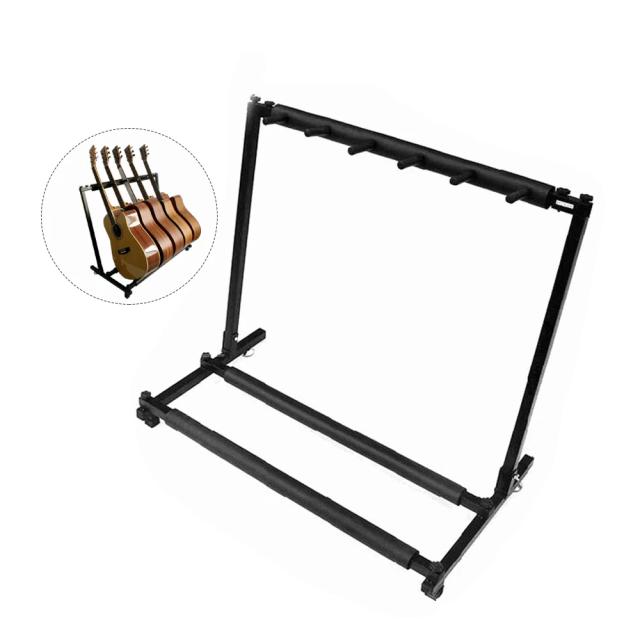 Suporte Dobrável para Guitarras com 5 Espaços - Armazenamento Eficiente e Ideal para Monitores Multi-Guitarra