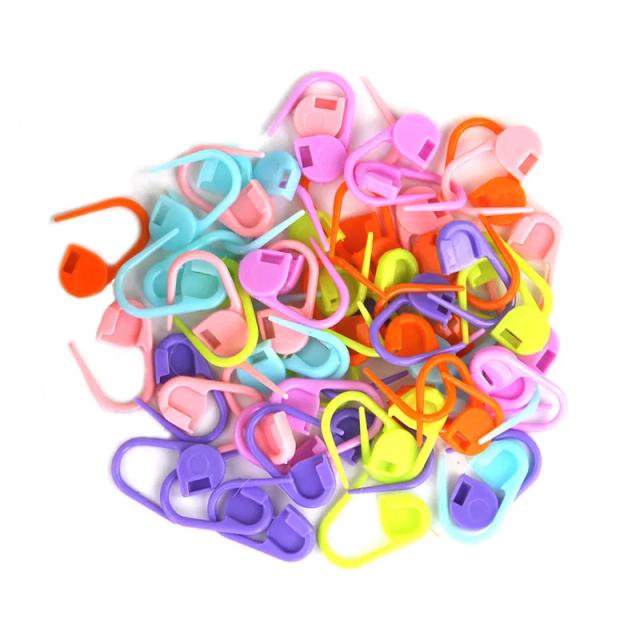 Conjunto Colorido de 50 Agulhas de Tricô e Marcadores de Crochê em Plástico para Ferramentas de Costura