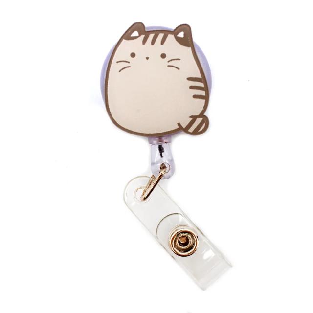 Clipes Retráteis de Cartão de Identificação Acrílicos com Gatos para Enfermeiros, Médicos e Estudantes - Papelaria Adorável para Exposições e Crachás