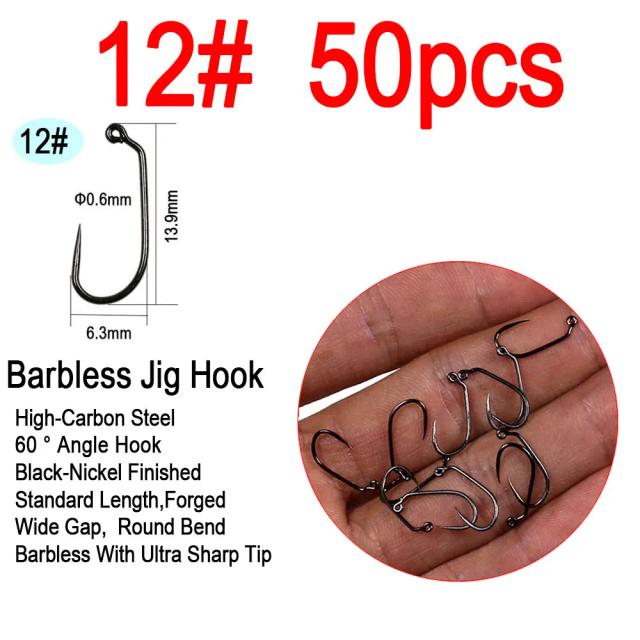 Vampfly 50pcs Jig Ninfa Gancho 60° Ângulo Barbless Mosca Truta Pesca 10-18