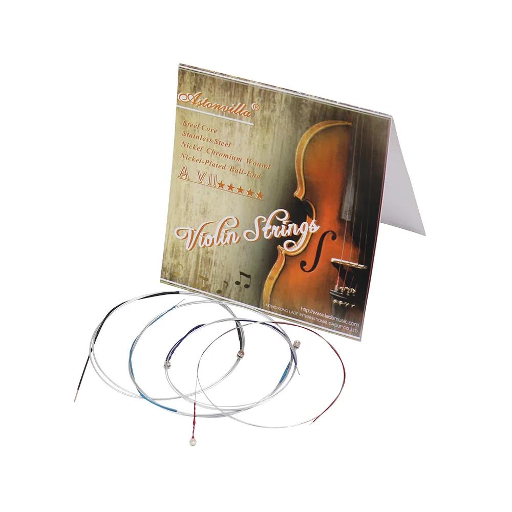 Kit de cordas de violino 4/4-1/8 com núcleo de aço, enrolado em níquel, cromo, cabeça emborrachada, 4 tamanhos (pçs/set) - Image 1