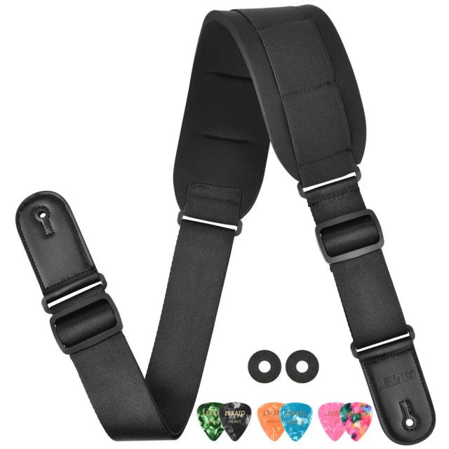 Guitarra Strap Ajustável LEKATO: Cinta Acolchoada Confortável para Descompressão Eficaz de 42 a 58 Polegadas