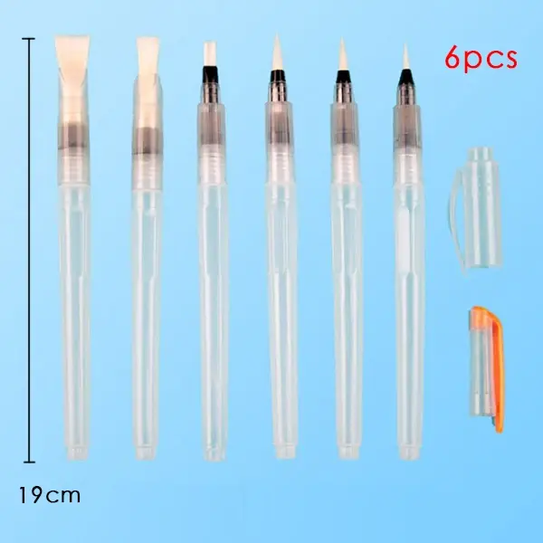 Pincel Recarregável com 6 Lâmpadas: Caneta Aquarela Macia para Caligrafia e Desenho, Ferramentas de Arte Essenciais