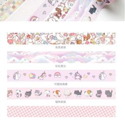 Série colorida decoração fita bonito colorido washi fita adesiva criativo scrapbooking estacionário escola supplie diy mascaramento torneira - Image 5