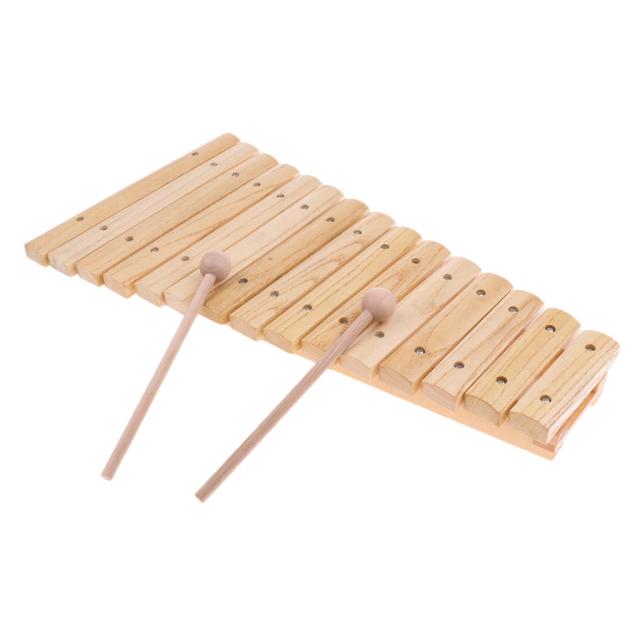 Xilofone de Madeira com 2 Balizas para Crianças - Brinquedo Educativo Musical com 15 Notas