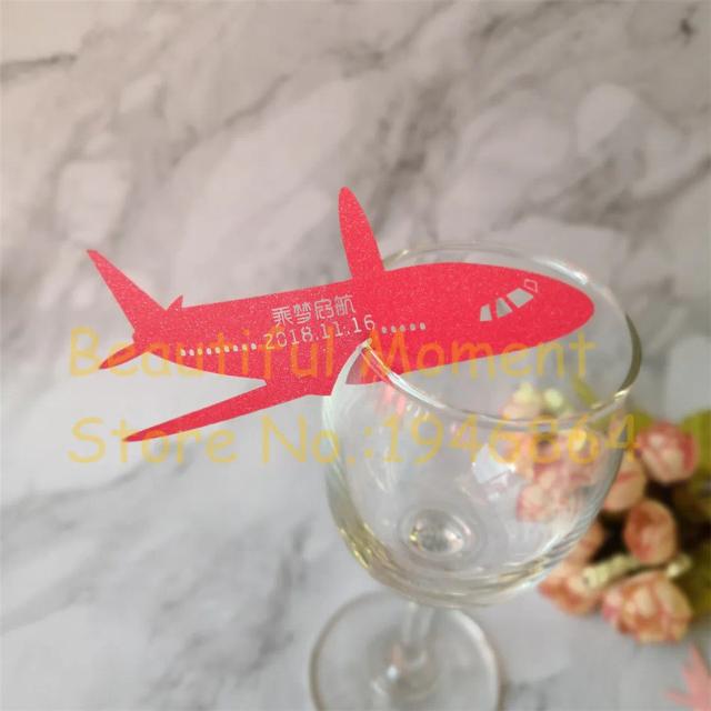 60 Peças de Decoração para Casamento Corte à Laser: Formas de Avião para Nomes, Vinhos e Copos em Diversas Cores