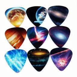 10 pçs coloridos acessórios musicais universo planeta guitarra picaretas misturadas plectrum - Image 1