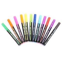 Linha dupla 12 cores marcadores contorno caneta glitter escrita desenho doodle dazzle linha canetas de tinta para diy cartão cartazes pintura - Image 4