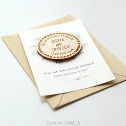 Lembrancinhas de madeira com renda rústica personalizadas e imã para save the date, presentes e lembranças para festas de aniversário e casamento - Image 3