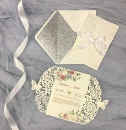 Cartões de convites cortados a laser, convite de festa de aniversário, casamento, árvore dourada, com glitter ou envelope, 1 peça - Image 6