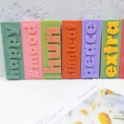 Molde De Vela De Silicone Com Palavras Diferentes, Arte DIY, Pilar De Bloco De Slogan, Letra Retangular, Velas Do Alfabeto, Casamento - Image 3