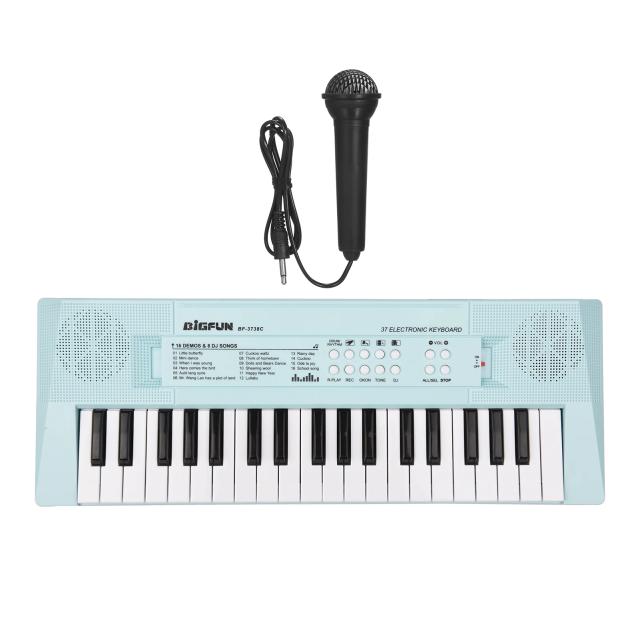 Piano Eletrônico Infantil Azul e Rosa com 37 Teclas Mini Teclado Musical