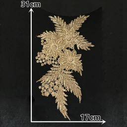 Aplicação de flores em 3d, gola de renda com strass, tecido de renda, bordado, materiais de artesanato, vestido tudo para costura, acessórios - Image 6