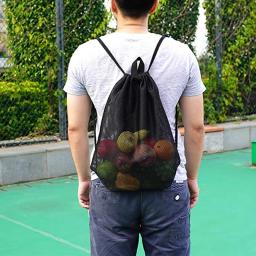 Mochila resistente de malha com cordão, sacola ventilada multifuncional para bola de futebol, academia, equipamentos esportivos, brinquedos de praia - Image 2
