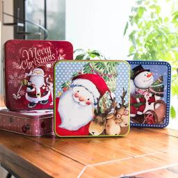 Caixa De Armazenamento Quadrada De Tamanho Grande Caixa De Presentes De Natal Para Cookies Embalagem De Doces Caixa De Presente De Ano Novo Lata De Metal - Image 1