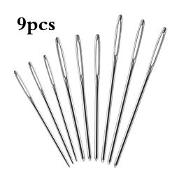 Agulhas para fechar agulhas de tricô, 9 peças, fio grande de aço, agulhas de costura, de mão crochê, conjunto de gancho, kit diy, ferramentas de artesanato, 3 tamanhos - Image 4