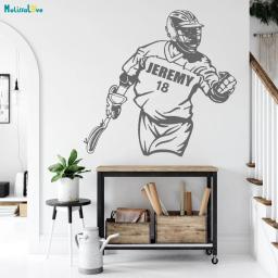 Personalizado jérsei nome número adesivo de parede vitória celebração lacrosse decoração da arte para casa homem jogador vinil adesivo yt4583 - Image 2
