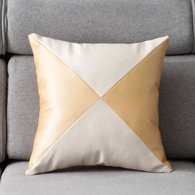 Almofada de Sofá 45x45cm em Couro Sintético com Costura Contrastante para Decoração de Casa