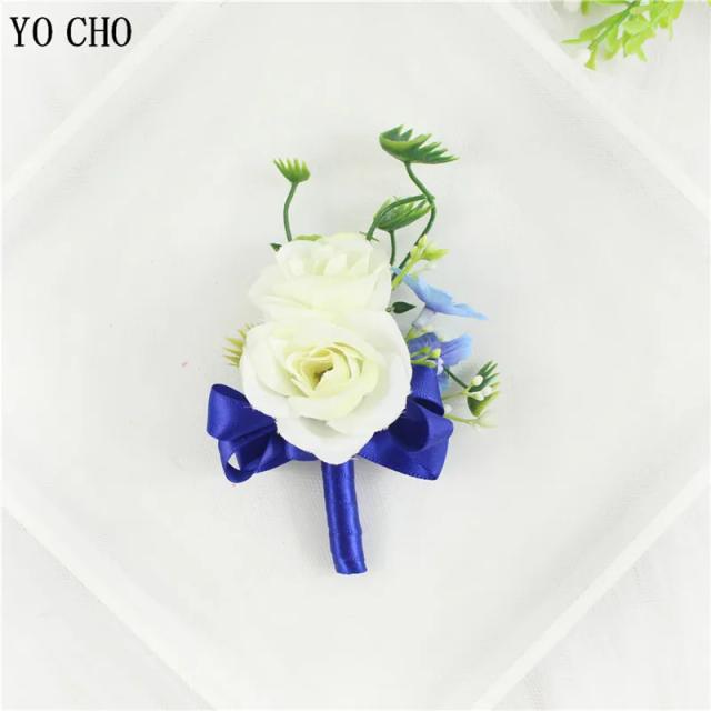 Pulseira Masculina de Rosas e Flores Azuis para Casamento e Noivado Acessório Elegante para Formatura