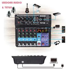 TEYUN-DJ Som Mesa De Mistura Console, Audio Mixer, Bluetooth, USB Play, Controlador De Gravação, Mixagem Console, 24 DSP Efeito, 8 6 4 Canais, 48V - Image 5