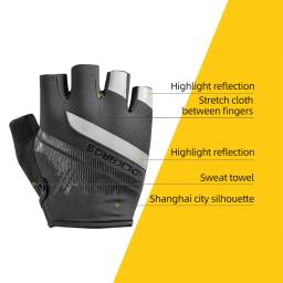 10 estilo rockbros luvas de ciclismo metade do dedo respirável bicicleta mtb estrada gel à prova de choque das mulheres dos homens equipamentos esportivos - Image 2